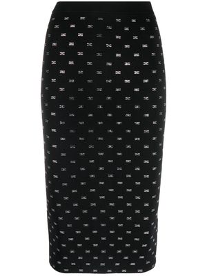 Elisabetta Franchi embellished-monogram pencil skirt - Black