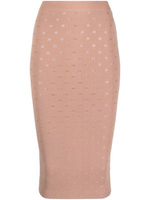 Elisabetta Franchi embellished-monogram pencil skirt - Pink