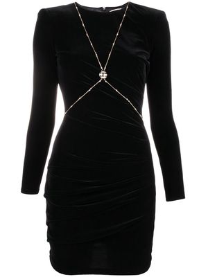 Elisabetta Franchi embellished velvet mini dress - Black