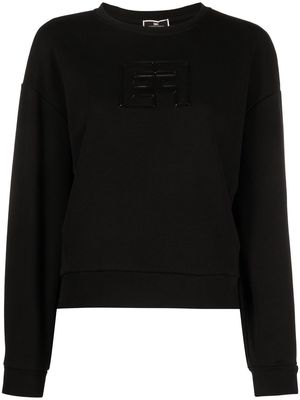 Elisabetta Franchi embossed logo crew-neck sweatshirt - Black