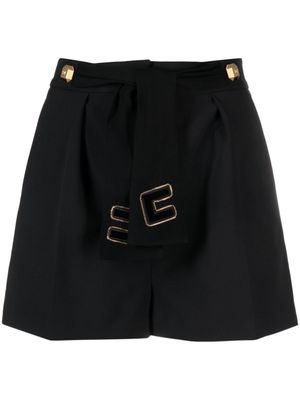 Elisabetta Franchi embroidered-sash crepe shorts - Black
