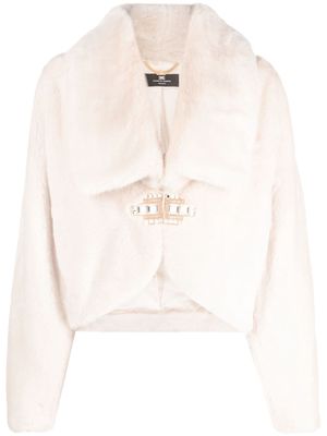 Elisabetta Franchi faux-fur crystal-embellished jacket - Neutrals