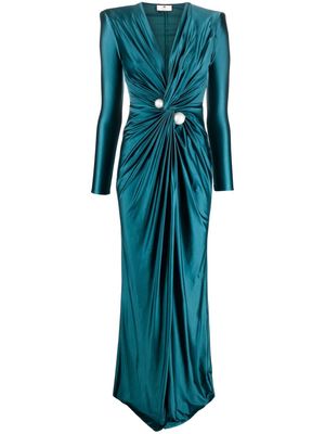 Elisabetta Franchi faux-pearl-embellished maxi dress - Blue