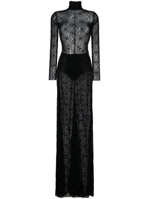 Elisabetta Franchi flocked tulle maxi dress - Black