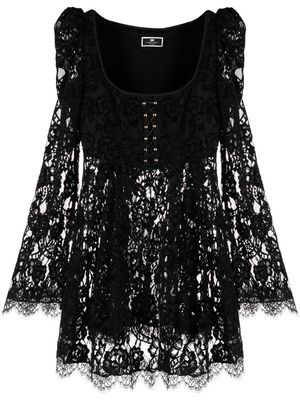 Elisabetta Franchi floral-lace mini dress - Black