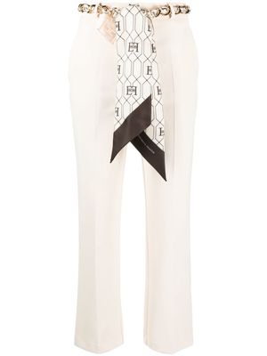 Elisabetta Franchi foulard-belt cigarette trousers - Neutrals