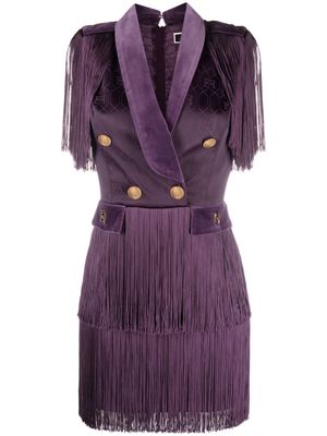 Elisabetta Franchi fringe-trim satin minidress - Purple
