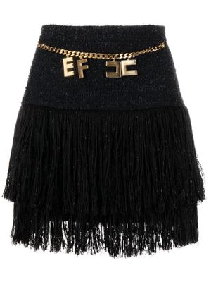 Elisabetta Franchi fringe tweed miniskirt - Black