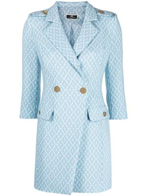 Elisabetta Franchi geometric-pattern button-up dress - Blue