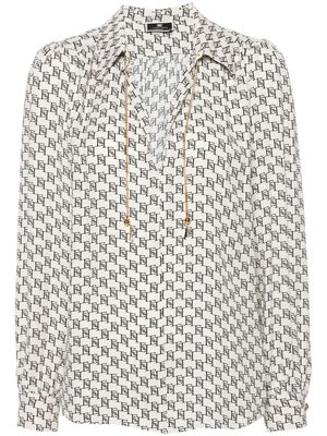 Elisabetta Franchi georgette logo-print blouse - Neutrals