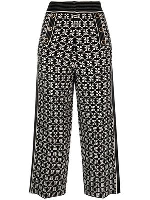 Elisabetta Franchi graphic-print cropped trousers - Black