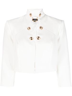 Elisabetta Franchi high-neck V-neck cropped jacket - White