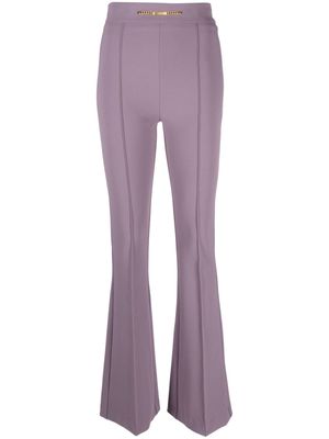 Elisabetta Franchi horsebit-detail crepe-texture flared trousers - Purple