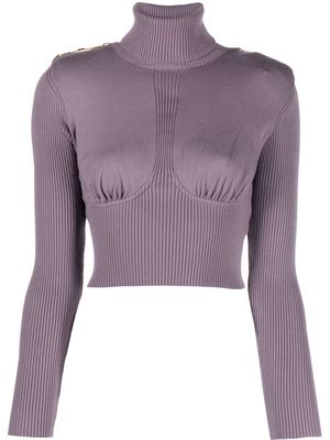 Elisabetta Franchi horsebit-detail roll-neck jumper - Purple