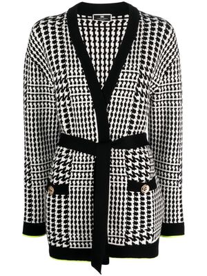 Elisabetta Franchi houndstooth-pattern belted cardigan - Black