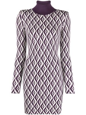 Elisabetta Franchi ikat-pattern knitted minidress - Purple
