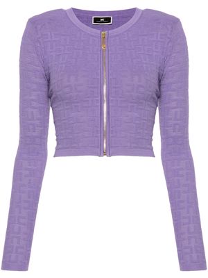 Elisabetta Franchi jacquard-monogram cropped cardigan - Purple