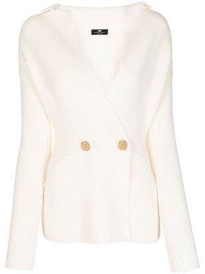 Elisabetta Franchi knitted double-breasted blazer - White