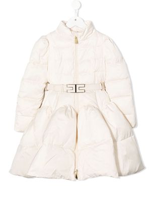 Elisabetta Franchi La Mia Bambina belted padded coat - Neutrals