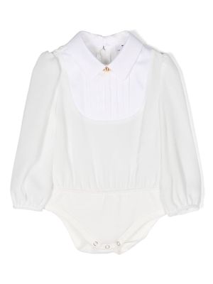 Elisabetta Franchi La Mia Bambina bib-collar long-sleeve body - White