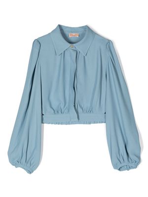 Elisabetta Franchi La Mia Bambina bishop-sleeve layered shirt - Blue