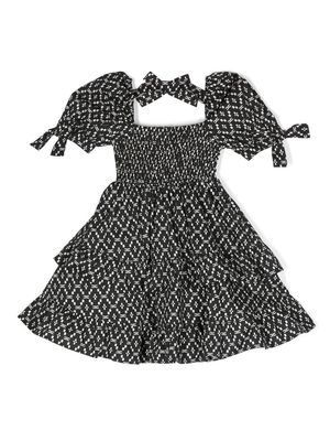 Elisabetta Franchi La Mia Bambina bow-detail cotton dress - Black