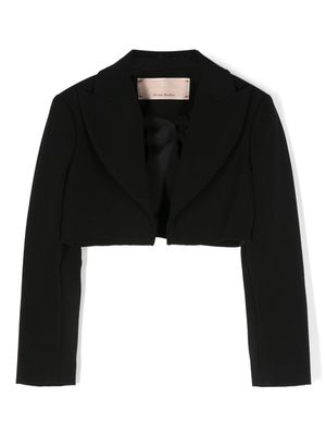 Elisabetta Franchi La Mia Bambina bow-detail cropped blazer - Black