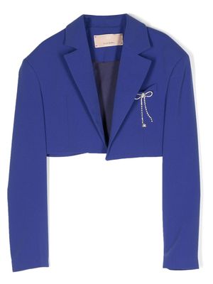 Elisabetta Franchi La Mia Bambina bow-detail cropped blazer - Blue