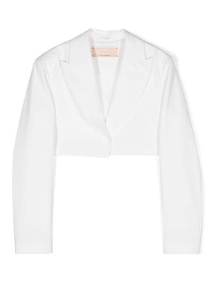 Elisabetta Franchi La Mia Bambina bow-detail cropped blazer - White
