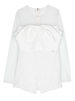 Elisabetta Franchi La Mia Bambina bow-detail jumpsuit - White