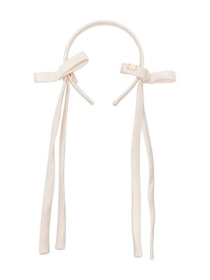 Elisabetta Franchi La Mia Bambina bow-detail satin head band - Neutrals