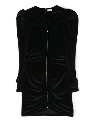 Elisabetta Franchi La Mia Bambina bow-detail velvet dress - Black