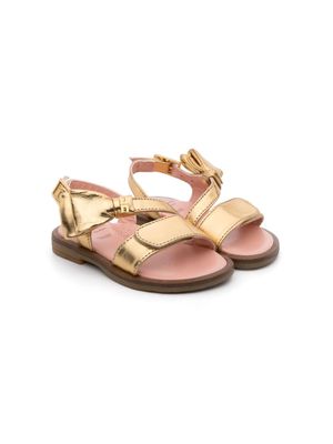 Elisabetta Franchi La Mia Bambina bow-detailing metallic sandals - Gold