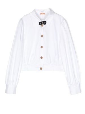 Elisabetta Franchi La Mia Bambina bow-embellished buttoned shirt - White