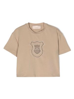 Elisabetta Franchi La Mia Bambina broderie-anglaise cotton T-shirt - Neutrals