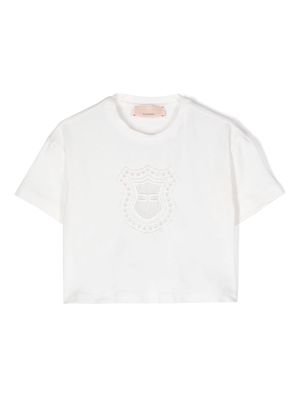 Elisabetta Franchi La Mia Bambina broderie-anglaise cotton T-shirt - White