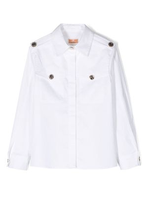 Elisabetta Franchi La Mia Bambina button-embellished poplin shirt - White