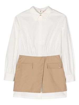 Elisabetta Franchi La Mia Bambina classic-collar layered shirt dress - White