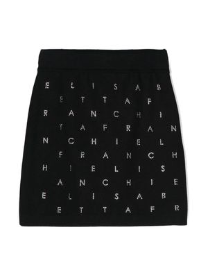 Elisabetta Franchi La Mia Bambina crystal-embellished knitted skirt - Black