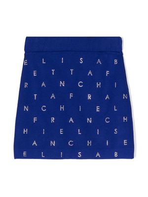 Elisabetta Franchi La Mia Bambina crystal-embellished knitted skirt - Blue