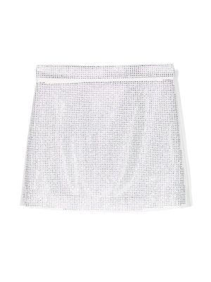 Elisabetta Franchi La Mia Bambina crystal-embellished panelled skirt - White
