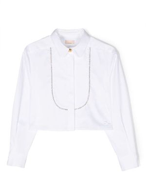 Elisabetta Franchi La Mia Bambina crystal-embellished shirt - White