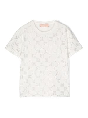 Elisabetta Franchi La Mia Bambina crystal-monogram T-shirt - White