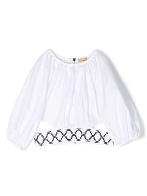 Elisabetta Franchi La Mia Bambina cut-out long-sleeved blouse - White