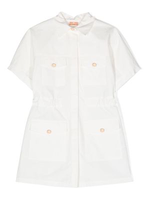 Elisabetta Franchi La Mia Bambina debossed-logo button cotton dress - White