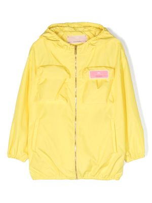Elisabetta Franchi La Mia Bambina drop-shoulder hooded jacket - Yellow