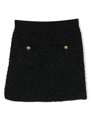 Elisabetta Franchi La Mia Bambina elasticated bouclé miniskirt - Black