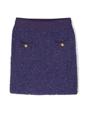 Elisabetta Franchi La Mia Bambina elasticated bouclé miniskirt - Purple