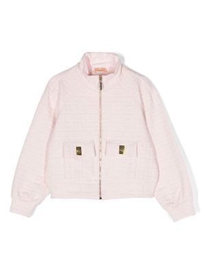 Elisabetta Franchi La Mia Bambina embossed-logo zip-up jacket - Pink