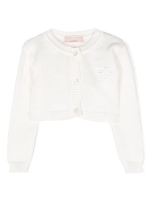 Elisabetta Franchi La Mia Bambina embroidered-logo knitted cardigan - White